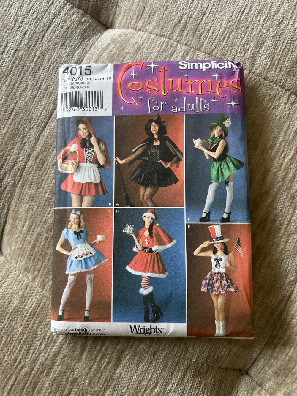 UNCUT 4015 Simplicity Women Costume Pattern Pack - Multicolor